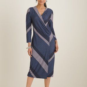 NWT FOULARD STRIPED SURPLICE WRAP DRESS, 8